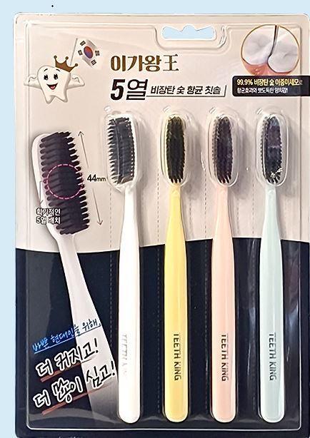 이가왕 프리미엄 왕 칫솔(비장탄숯 항균칫솔, 4P)